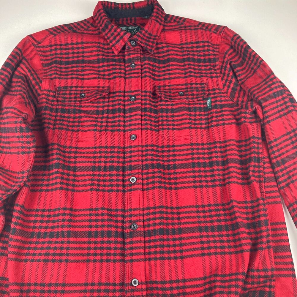 Woolrich Shirt Jacket Mens XL Red Black Plaid Heavyweight Flannel Shacket
